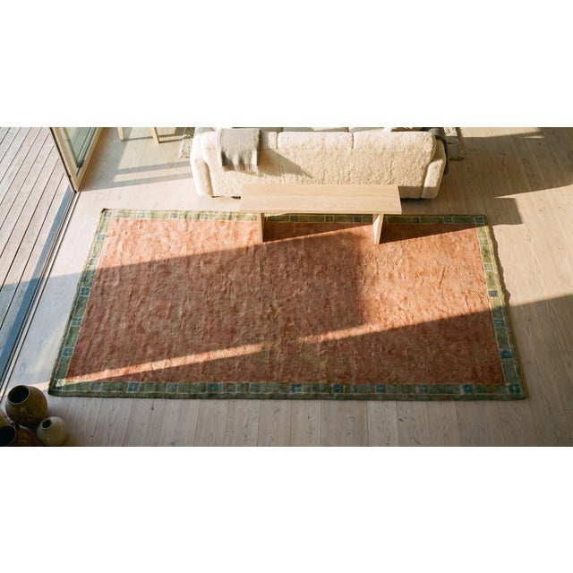 1930s Pink-Rose Open Field Antique Austrian Art Nouveau Vienna Werkstatte Rug 9'4" X 13'6" Knotted Wool Carpet For Sale - Image 13 of 14