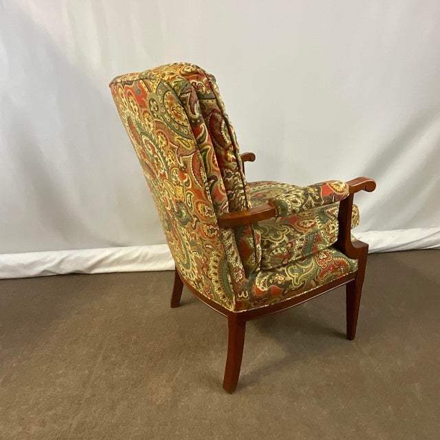 Wood Vintage Traditional Hollywood Regency Hickory Chair Cherry Open Arm Side Chair. For Sale - Image 7 of 12