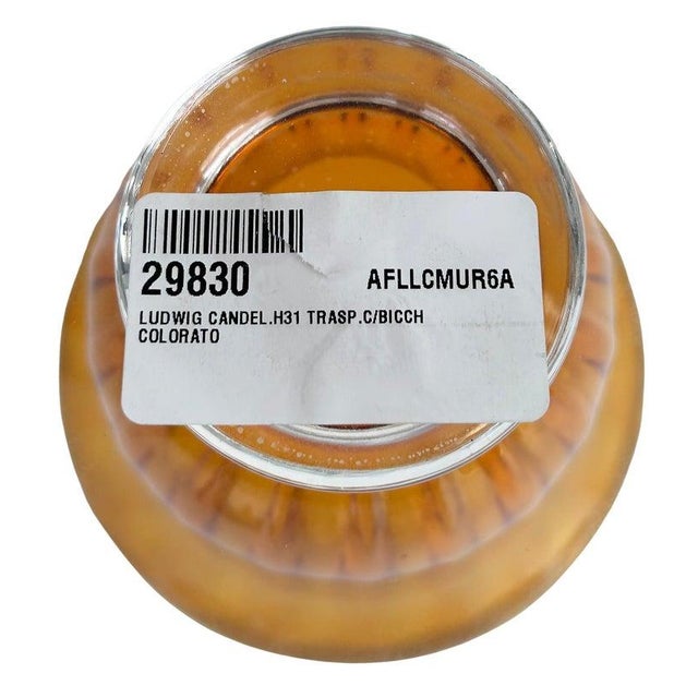 Murano Amber and Clear Glass Vase or Candleholder For Sale - Image 9 of 10