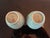 Japanese 1970s Japanese Celadon Vertical Pattern Trumpeted Teacups With Blue White Village Designs - Pair For Sale - Image 3 of 4