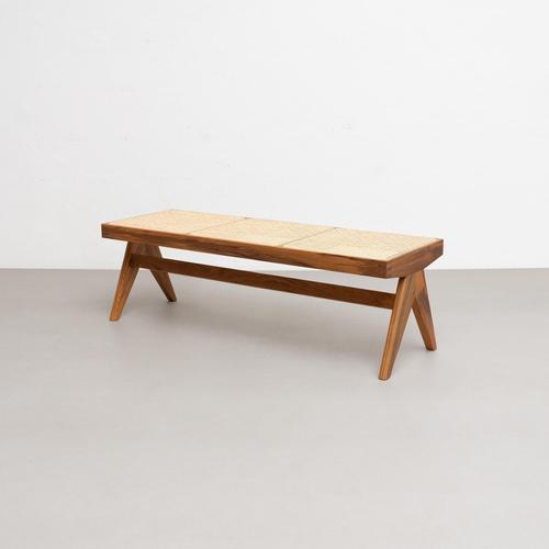 057 Civil Bench in Wood and Woven Viennese Cane by Pierre Jeanneret for Cassina For Sale - Image 9 of 18