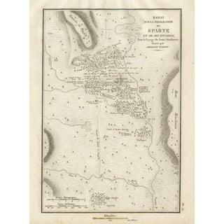 Antique Map of Ancient Sparta and Its Surroundings from Tardieu, 1825 For Sale