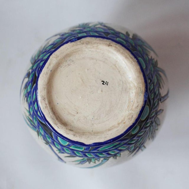 Ceramic Blue Does Vase by Charles Catteau, 1920s For Sale - Image 7 of 8