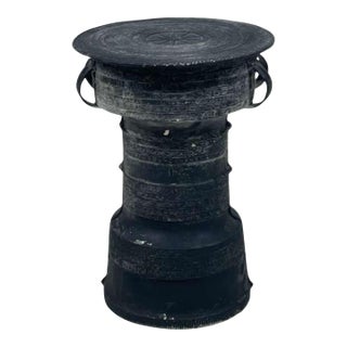 Late 20th Century Frog Drum Metal Outdoor Side Table - Large For Sale
