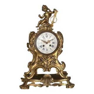 19th C French Louis XVI Gold Bronze Mantel Clock - 1 Pc For Sale