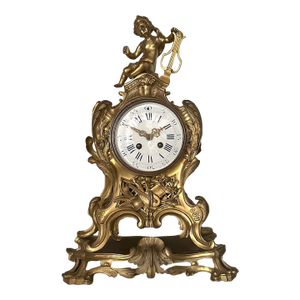 19th C French Louis XVI Gold Bronze Mantel Clock - 1 Pc