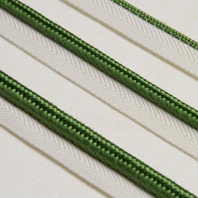 Traditional Schumacher Gustave Silk Lip Cord Narrow Trim In Green For Sale - Image 3 of 4