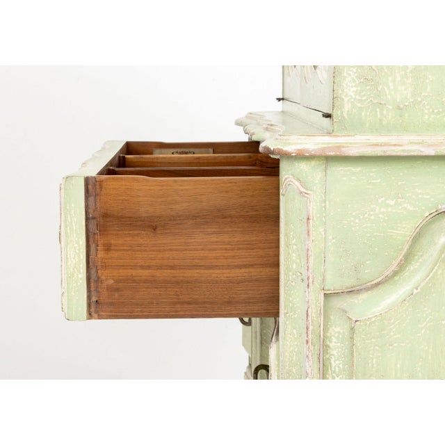 Wood French Provincial Style Green Painted Cupboard For Sale - Image 7 of 10