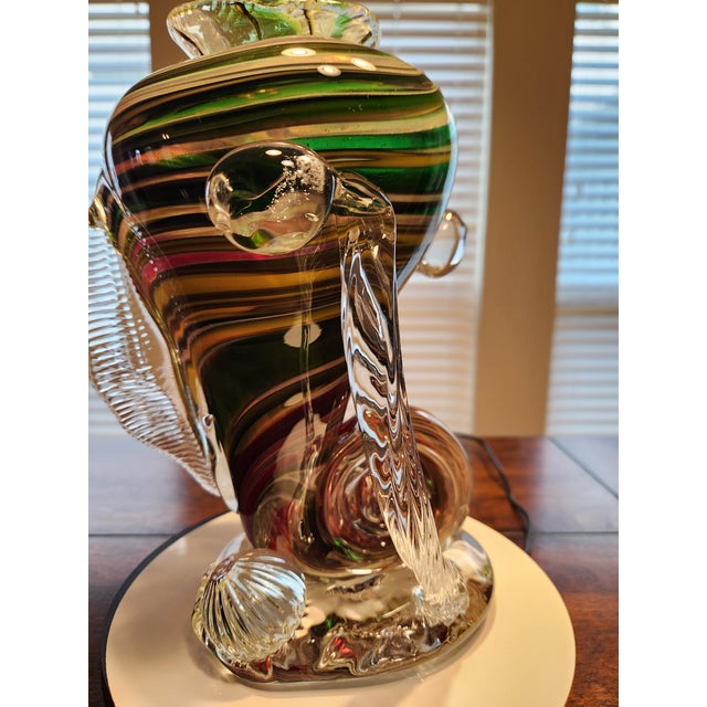 Glass Vintage Murano Ribbon Art Glass Trumpet Vase – Jico Import, C. 1970s For Sale - Image 7 of 9