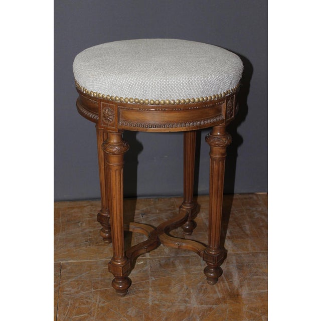 Louis XVI Style Walnut Stool, 1900 For Sale - Image 11 of 11