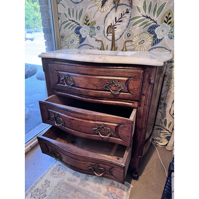 Wood 19th Century French Bath Vanity With Sink For Sale - Image 7 of 8