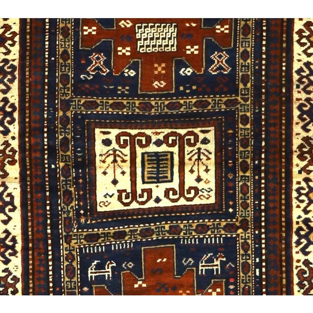 Figurative Antique Caucasian Kazak Rug 4'3" X 7’0" For Sale - Image 3 of 5