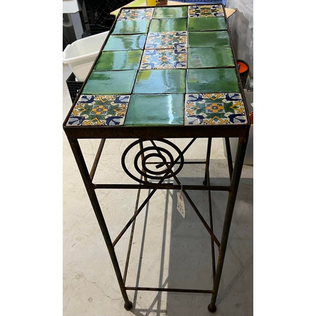 Hollywood Regency Wrought Iron Tile Top Table Spanish Revival Patio Garden For Sale In Chicago - Image 6 of 12