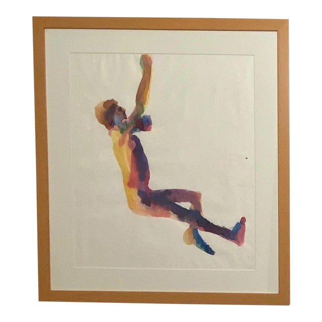 20th Century Vintage Watercolor of a Man For Sale