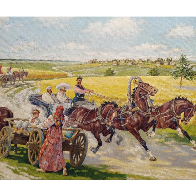 Konstantin Konstantinovich Kuznetsov - Russian Riders Scene- Oil Painting For Sale - Image 4 of 10