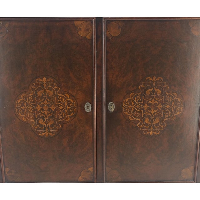 Hoof Style Feet 6 Fitted Drawers Double Door Inlay Concave Cabinet Walnut For Sale - Image 9 of 12