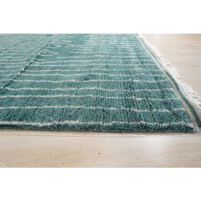 Contemporary 10x14 Beautiful Celia Green Geometric Contemporary Hand Knotted Wool Carpet Rug For Sale - Image 3 of 14