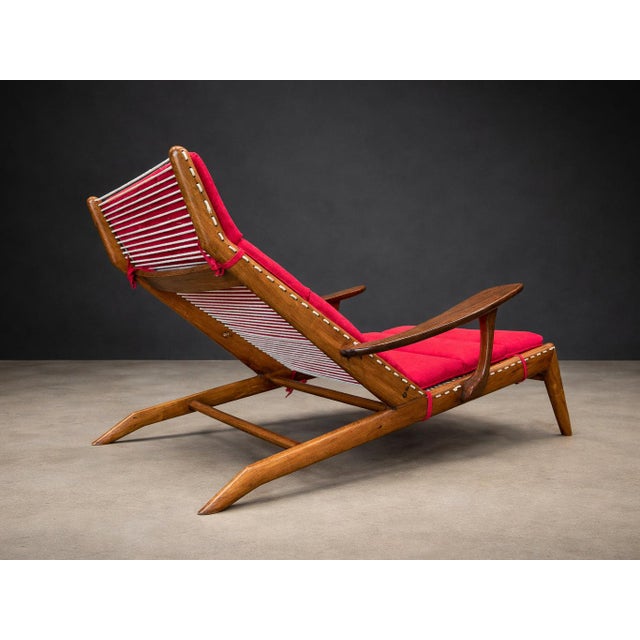 Brazilian Modern Chaise Lounge in Caviúna Wood & Fabric by Pierre Weckx, Brazil, 1950s — Lot 573A For Sale - Image 4 of 17