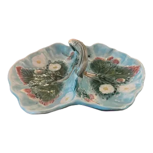 Antique Majolica Handled Dish