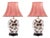 Mid-Century Italian Red Fish Table Lamps in Porcelain with Wood Base, Set of 2 For Sale