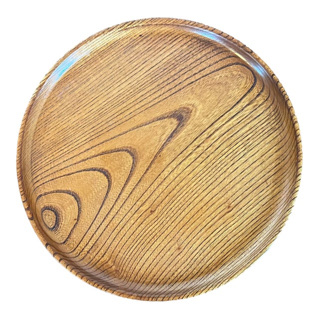 Early 20th Century Japanese Turned Wood Round Tray For Sale