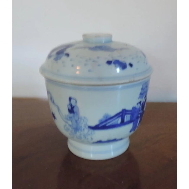 Blue 19th Century Chinese Blue & White Porcelain Jar and Cover For Sale - Image 8 of 11