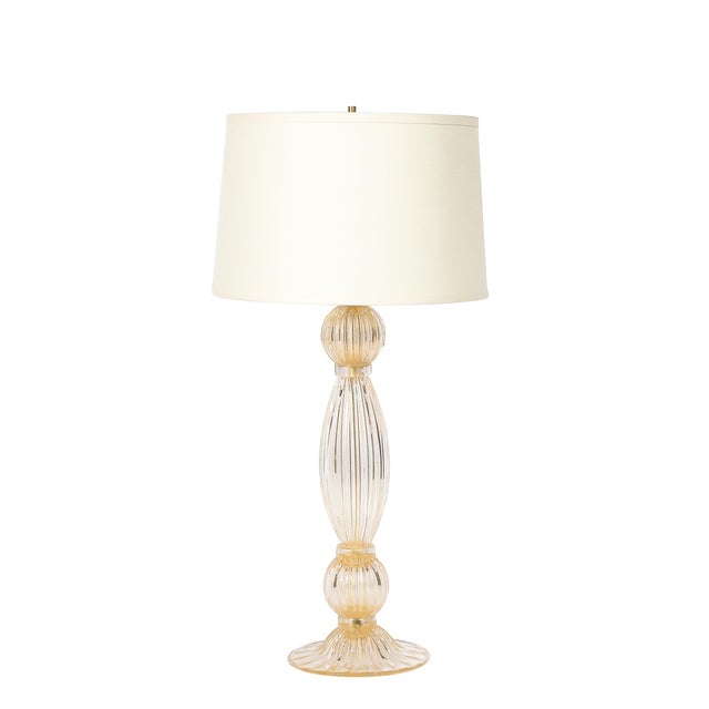 This stunning pair of table lamps were hand blown in Murano, Italy- the island off the coast of Venice renowned for...