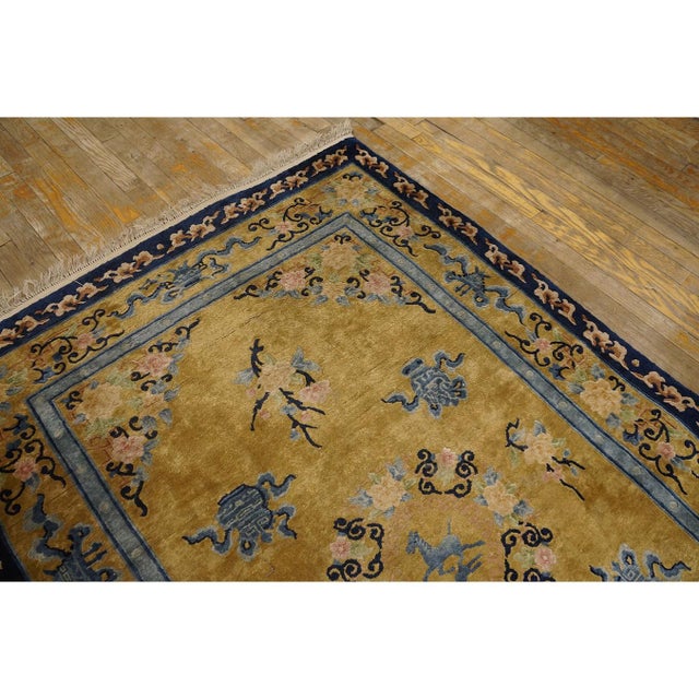 Vintage 1980s Floral Modern Oriental Chinese Silk Carpet 4'1'' X 6'2" Small Rug For Sale - Image 4 of 11