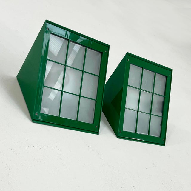 Metal Green Triangolo Outdoor Wall Light from Goccia Illuminazione, 1980s For Sale - Image 7 of 12