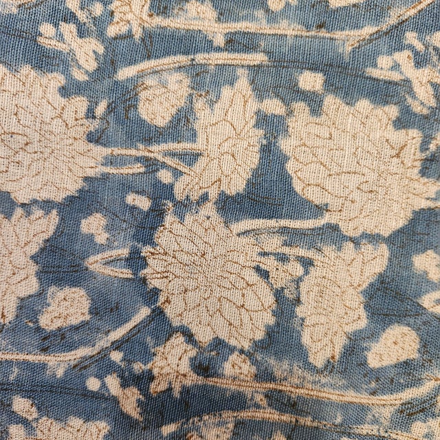 Upholstery/Drapery Linen Textile. Hand Block Printed Fabric- 5 Yards For Sale - Image 4 of 6
