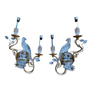 Italian Banci Crystal Bird Sconces - A Pair For Sale