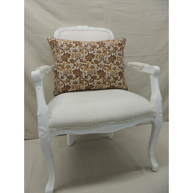 Textile Vintage Brown and Yellow Paisley Decorative Bolster Pillow For Sale - Image 7 of 8