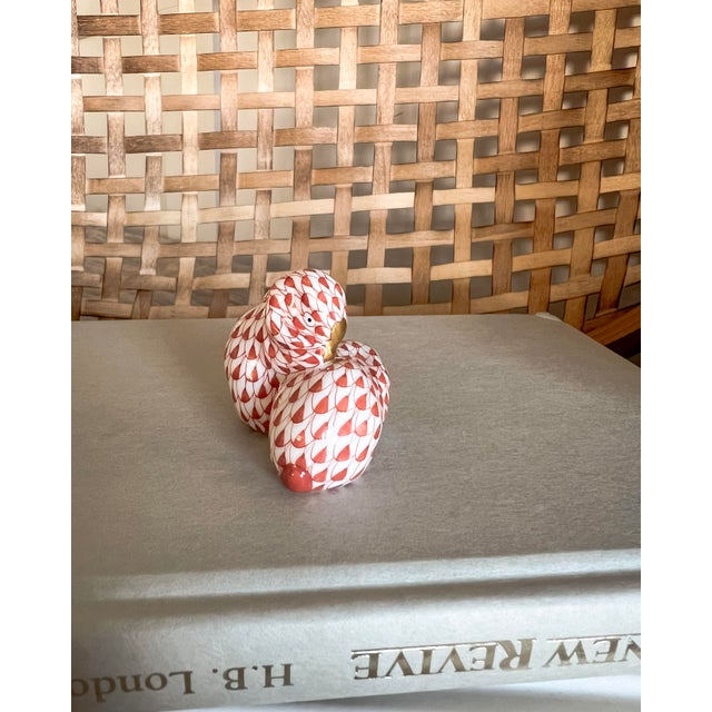 French Country Herend Rust Fishnet Bunny Pair – Hand-Painted, 24k Gold Accents For Sale - Image 3 of 5