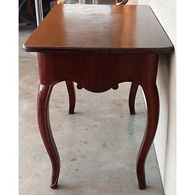 19th Spanish Walnut Drawer Side Table With Cabriole Legs For Sale - Image 4 of 11