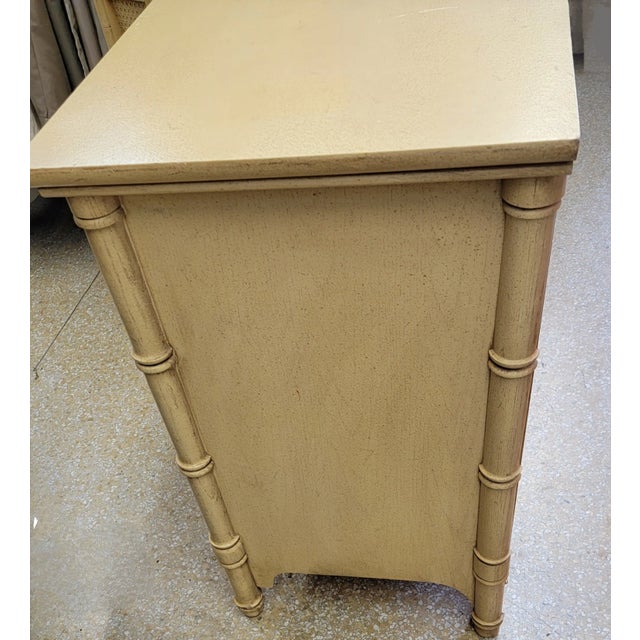 Hollywood Regency 1970s Faux Bamboo Chinoissere Lowboy Dresser / Credenza For Sale - Image 3 of 7