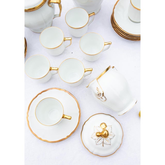 Porcelain Coffee Service for 9 from Rayaud Limoges, 1950s, Set of 23 For Sale - Image 6 of 10