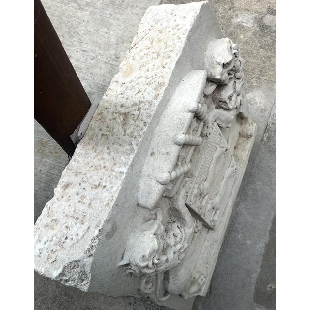 French A Heavy Carved Stone Armorial Relief From a Chateau in Nice, France, Circa 1700 For Sale - Image 3 of 13