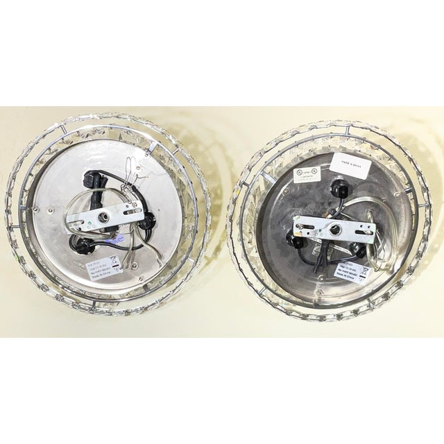 Matching Pair of Vintage-Style Crystal Flush Mount Ceiling Lights / Chandelier For Sale In Miami - Image 6 of 14