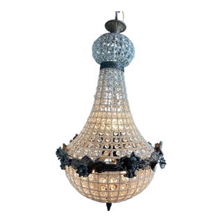 1970s French Louis XVI Rococo Charcoal Bronze Chandelier 1pc For Sale