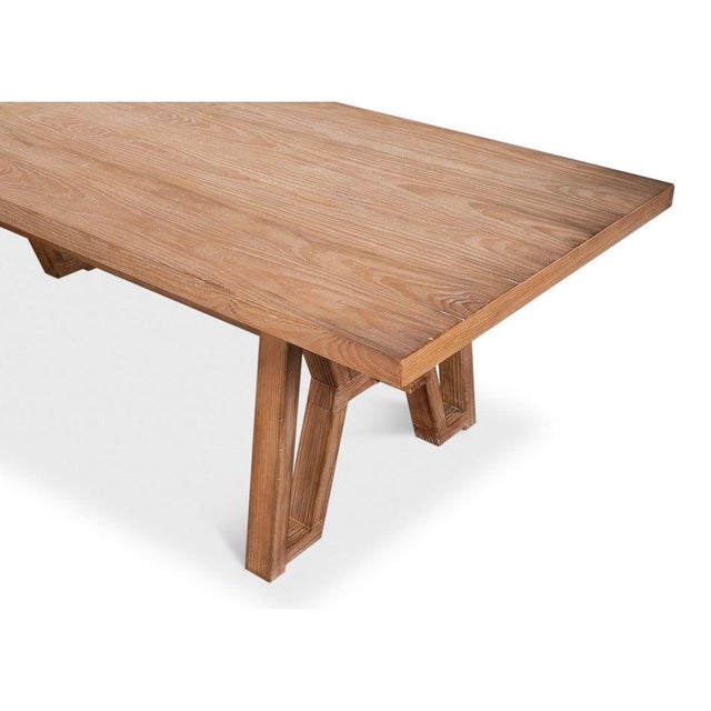 Brown Rustic Trestle Dining Table in Aged Pine, 98 Inch For Sale - Image 8 of 11
