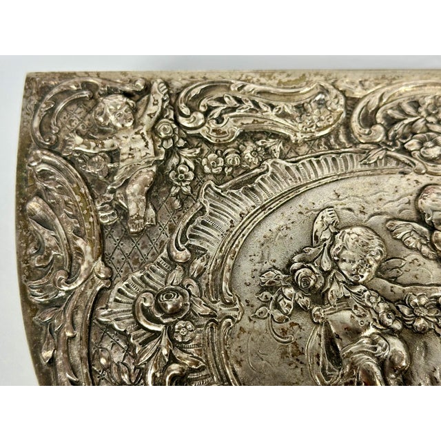 Art Deco Antique Silverplate Cherub Dresser Box: Repousse Putti Design For Sale - Image 3 of 10