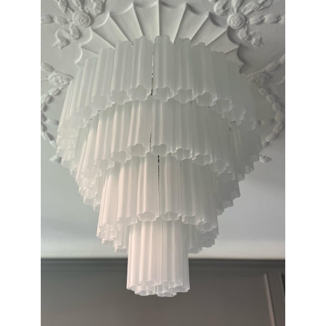 Large White Murano Glass Tronchi Chandeliers in the style of Venini For Sale - Image 13 of 13