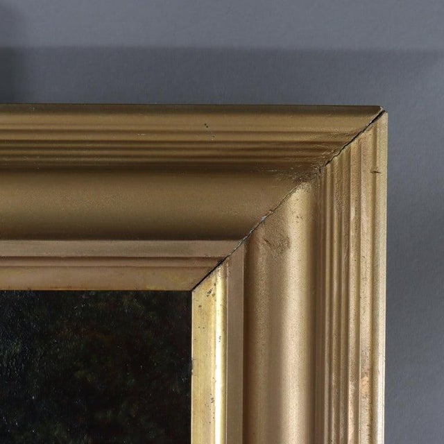 Green Antique Hudson River School Oil on Canvas Landscape Painting C1900 For Sale - Image 8 of 11