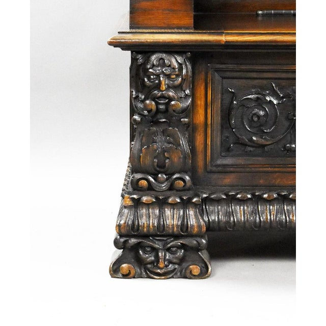 Antique Carved Oak Hall Bench, 1880 For Sale - Image 9 of 18