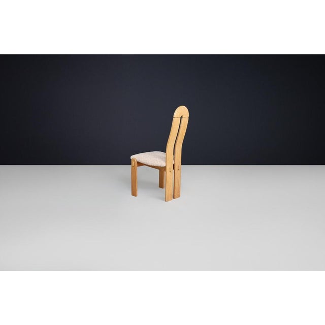 Modern Scandinavian High Back Oak Dining Chairs with Teddy Upholstery, 1970s, Set of 4 For Sale - Image 9 of 10