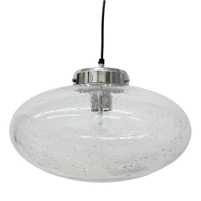 Glass and Chrome Pendant Lamp from Kaiser Leuchten, 1970s For Sale