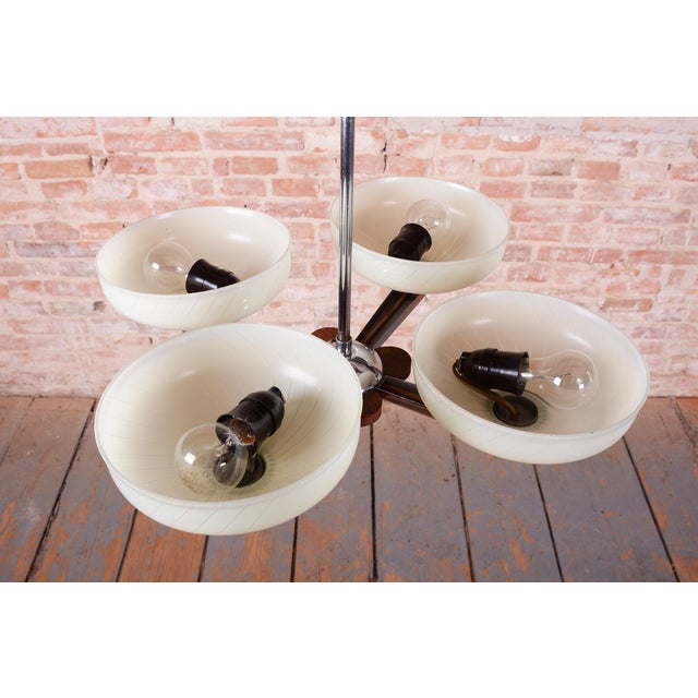 Art Deco Chandelier in Chrome-Plated Steel and Glass from Napako, Czech, 1930s For Sale - Image 6 of 12