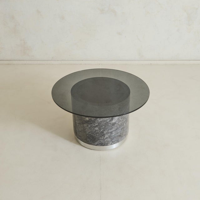 Italian Marble + Smoked Glass Coffee Table, 1970s For Sale - Image 10 of 11
