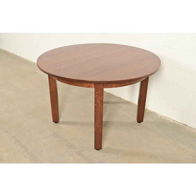 Mission L. & J. G. Stickley Antique Mission Oak Arts & Crafts Extension Dining Table, Newly Refinished For Sale - Image 3 of 13