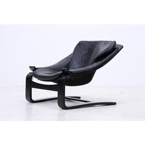 Vintage Lounge Chair in Leather, 1970s For Sale - Image 13 of 14